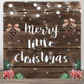 Aperturee - Aperturee Brown Wood Pinecone Cherry Xmas Pillow Case Backdrop